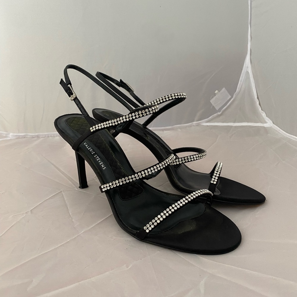 Valerie Stevens Black Rhinestone Heels